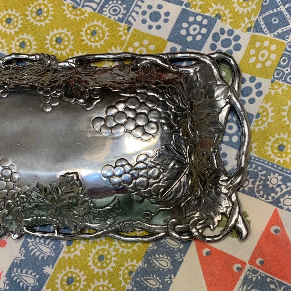 Vintage Arthur Court 1995 Silver Rectangular Grape Motif Tray - Picture 12 of 14